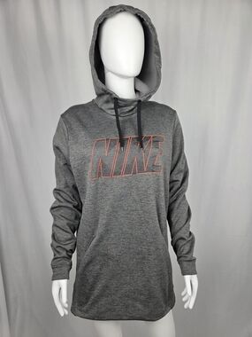 Nike Women's Gray Hooded Longline Sweatshirt with Logo